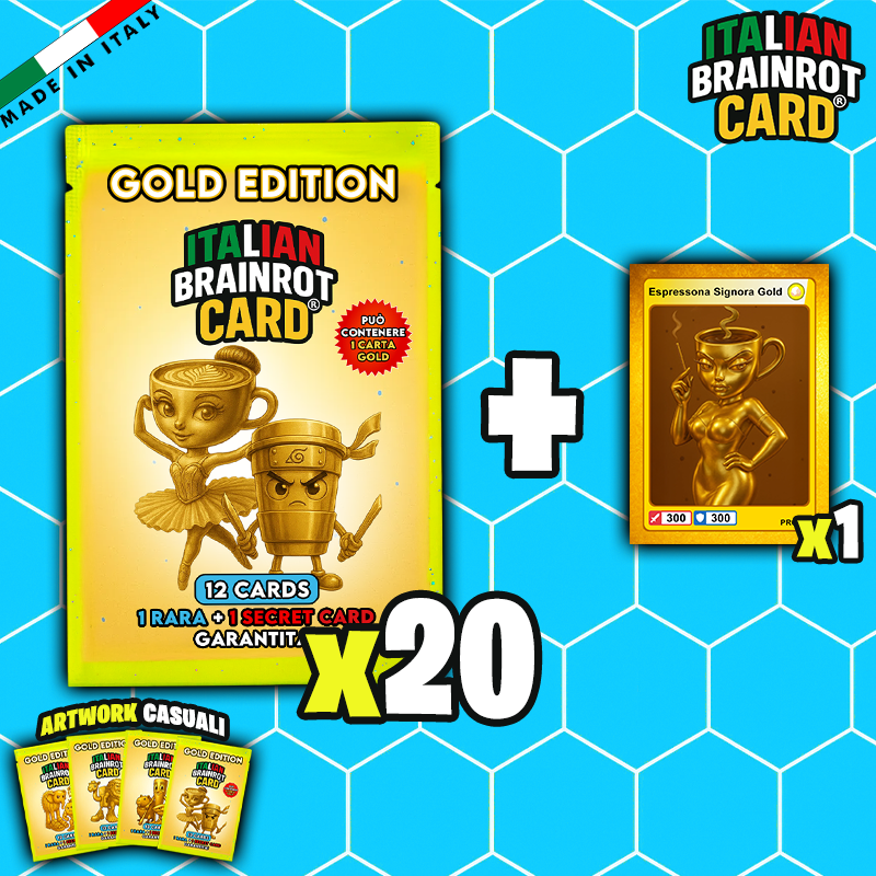 Bustina "GOLD" ITALIAN BRAINROT CARD ® da 12 Carte - Gioco di Carte Collezionabili (TCG Ufficiale)