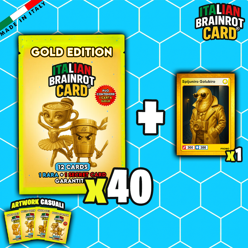 Bustina "GOLD" ITALIAN BRAINROT CARD ® da 12 Carte - Gioco di Carte Collezionabili (TCG Ufficiale)