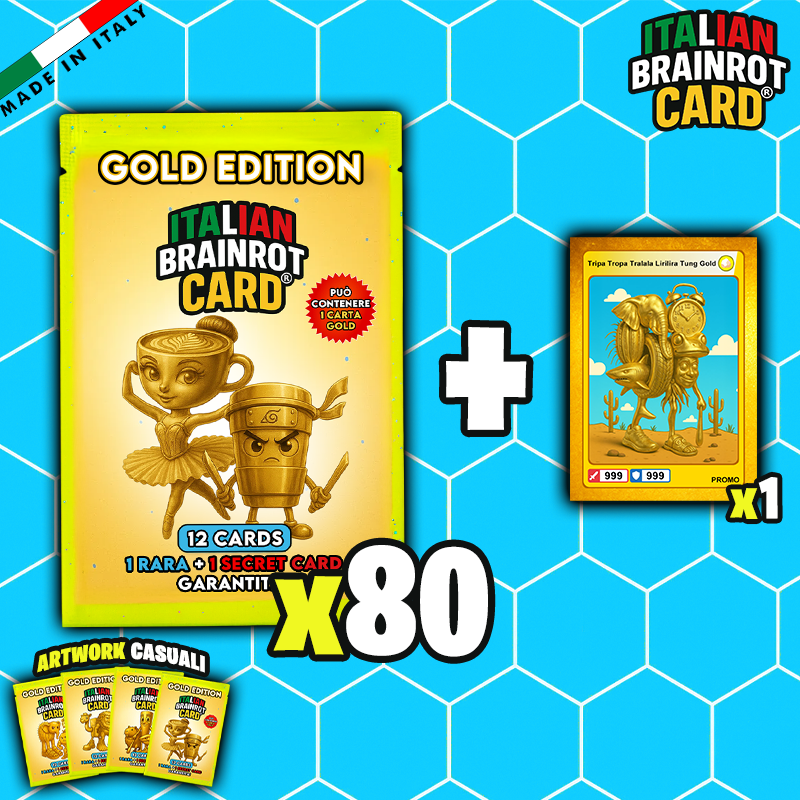 Bustina "GOLD" ITALIAN BRAINROT CARD ® da 12 Carte - Gioco di Carte Collezionabili (TCG Ufficiale)