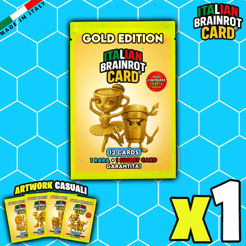 Bustina "GOLD" ITALIAN BRAINROT CARD ® da 12 Carte - Gioco di Carte Collezionabili (TCG Ufficiale)