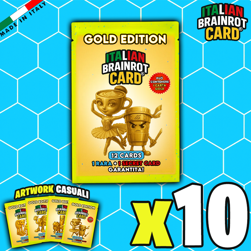 Bustina "GOLD" ITALIAN BRAINROT CARD ® da 12 Carte - Gioco di Carte Collezionabili (TCG Ufficiale)
