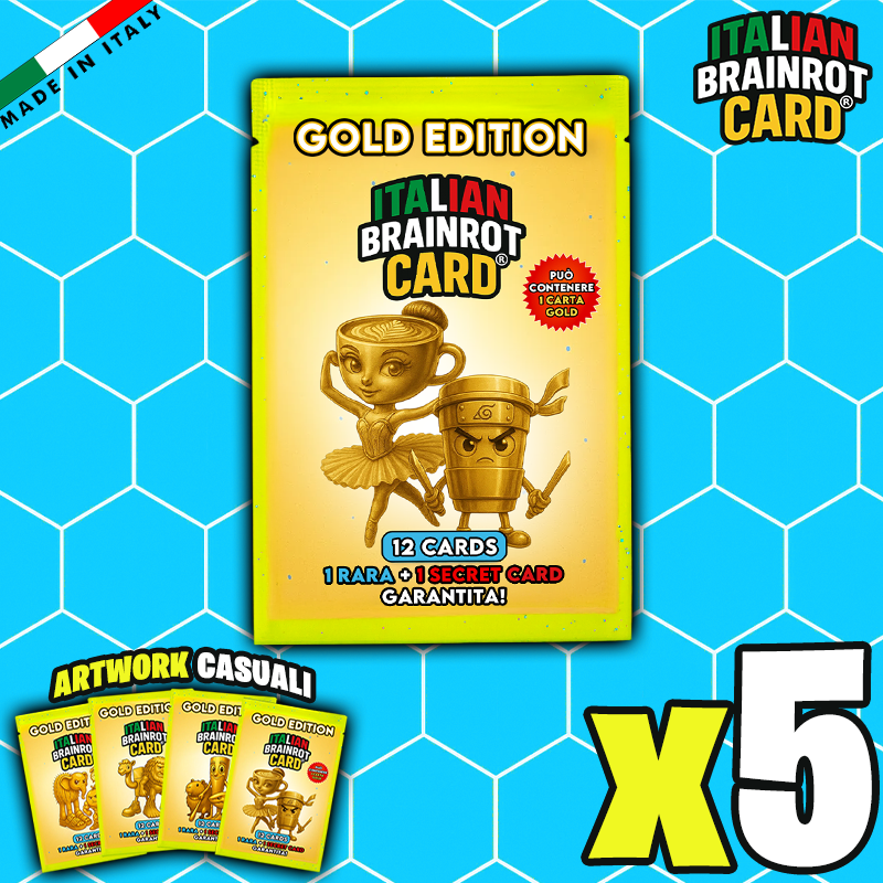 Bustina "GOLD" ITALIAN BRAINROT CARD ® da 12 Carte - Gioco di Carte Collezionabili (TCG Ufficiale)