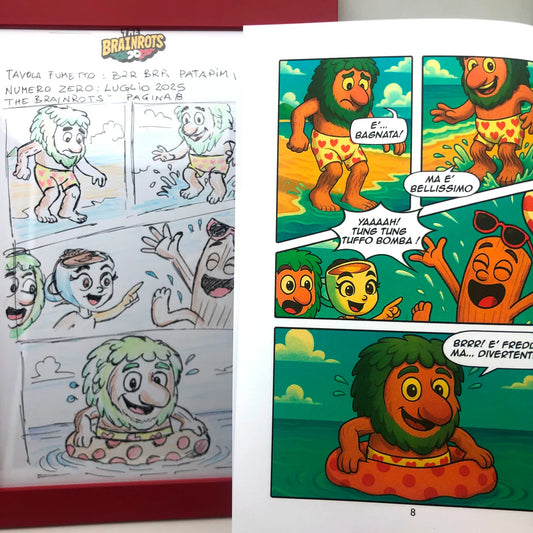 Tavole Originale del Fumetto "THE BRAINROT" numero ZERO - Storia Brr Brr Patapim va al Mare