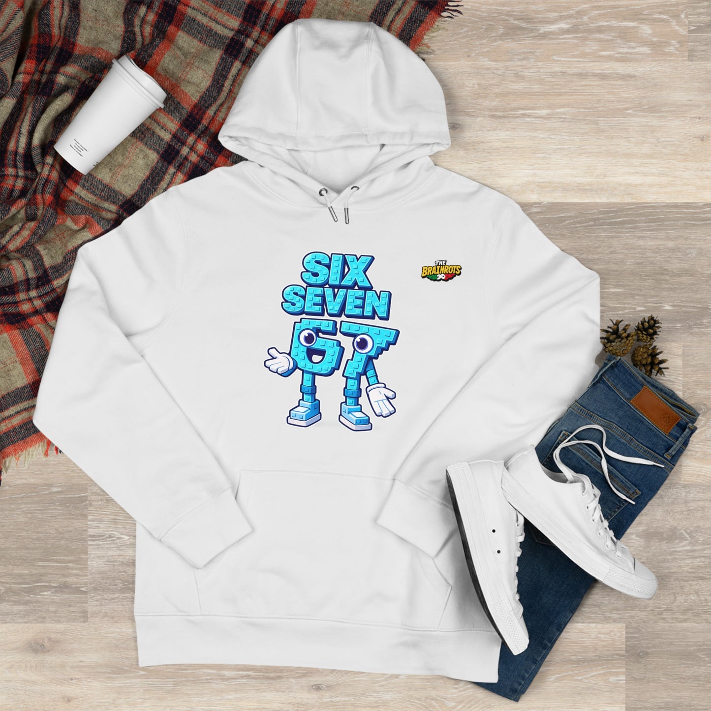 Felpa con Cappuccio unisex The Brainrtos 67 Six Seven #2 - King Graphic Hoodie — Cute Blue 97 Character Streetwear Sweatshirt