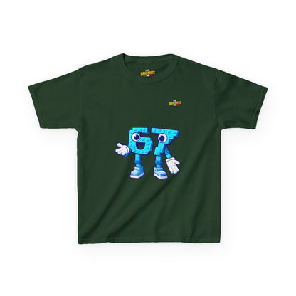 T-Shirt Bambini Collezione The Brainrots 67 Six Seven #1 - Kids Tee - Playful Blue Cartoon '97' Character Graphic