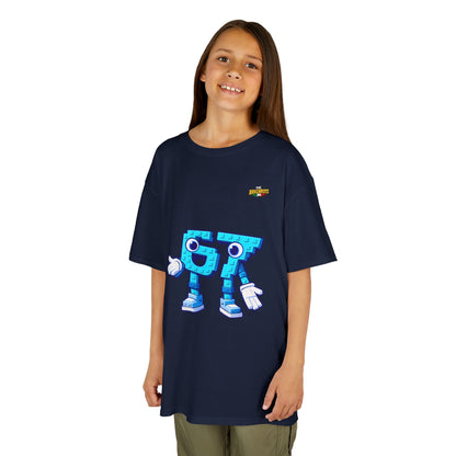 T-Shirt Bambini Collezione The Brainrots 67 Six Seven #1 - Kids Tee - Playful Blue Cartoon '97' Character Graphic