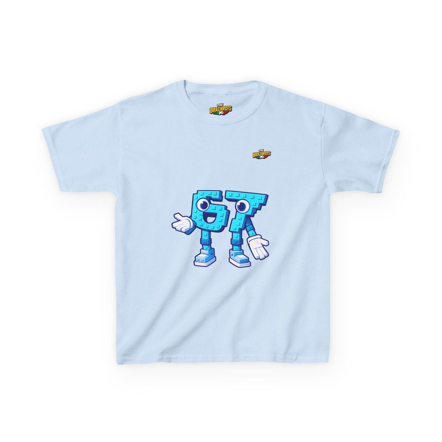 T-Shirt Bambini Collezione The Brainrots 67 Six Seven #1 - Kids Tee - Playful Blue Cartoon '97' Character Graphic