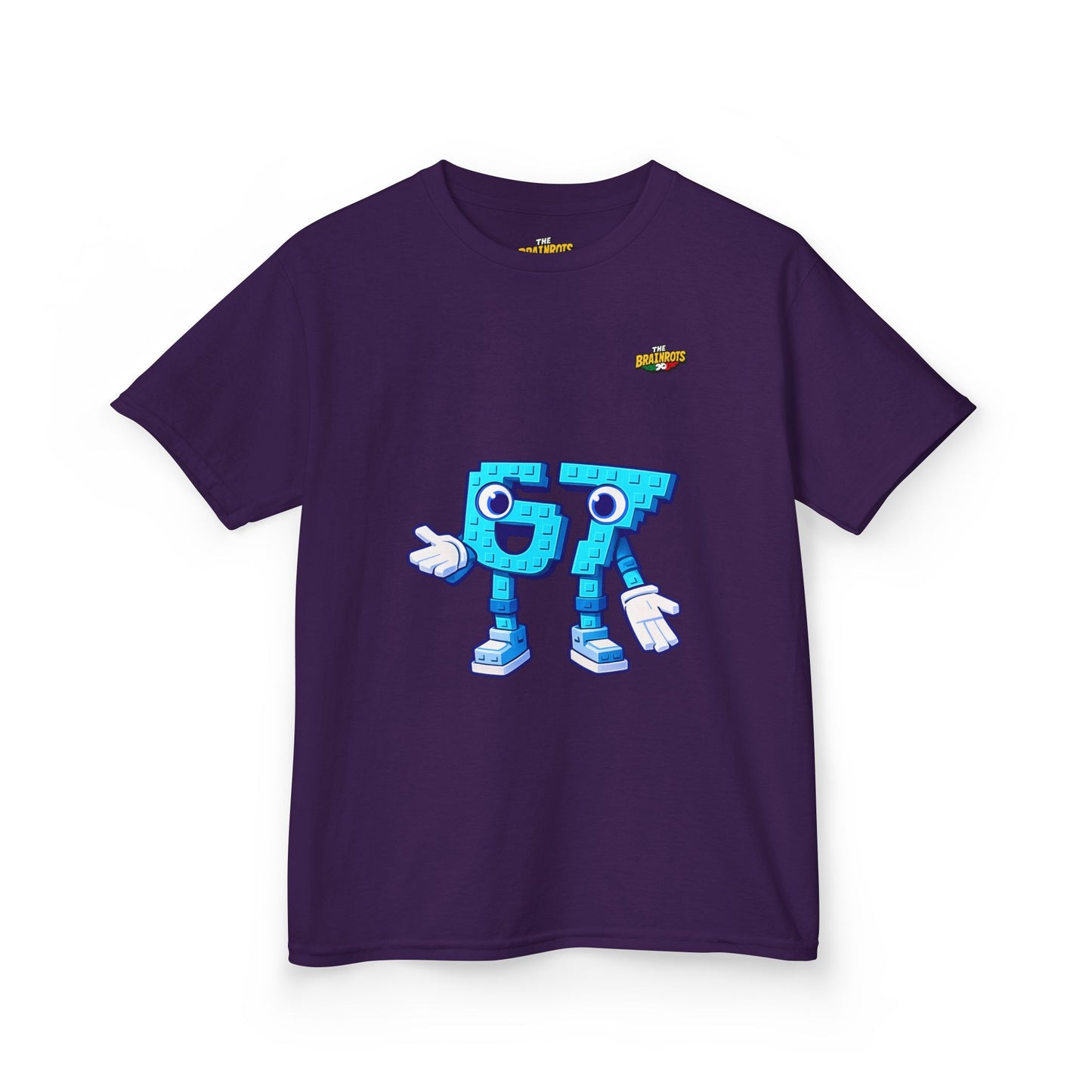 T-Shirt Bambini Collezione The Brainrots 67 Six Seven #1 - Kids Tee - Playful Blue Cartoon '97' Character Graphic