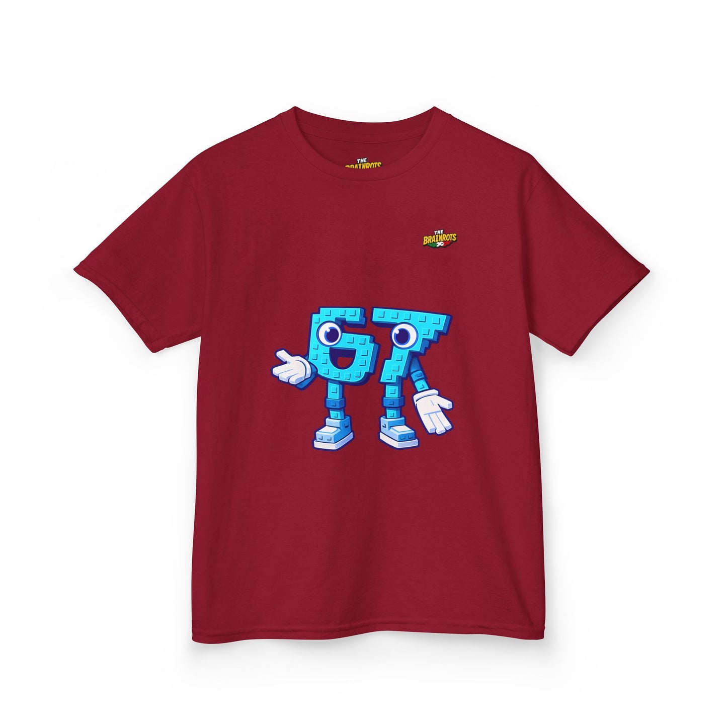 T-Shirt Bambini Collezione The Brainrots 67 Six Seven #1 - Kids Tee - Playful Blue Cartoon '97' Character Graphic