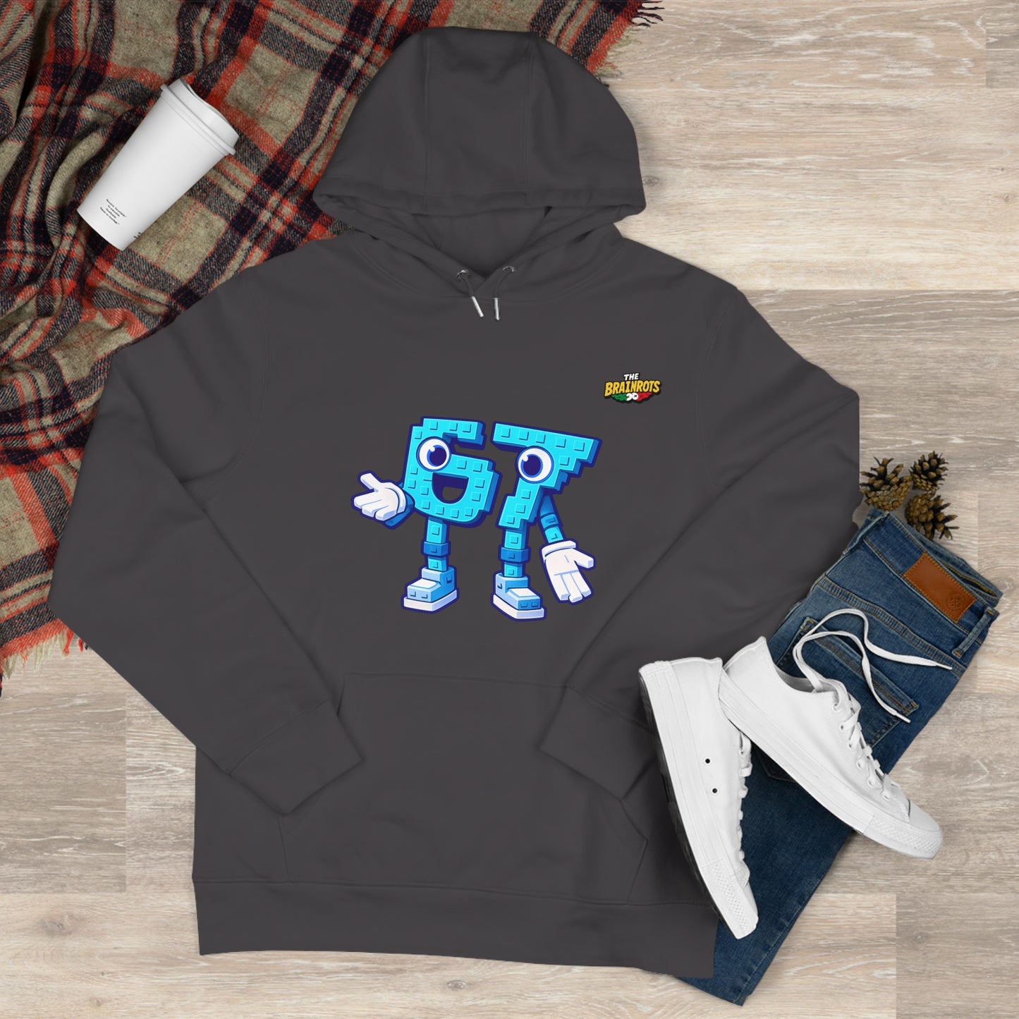 Felpa con Cappuccio unisex The Brainrtos 67 Six Seven #1 - King Graphic Hoodie — Cute Blue 97 Character Streetwear Sweatshirt