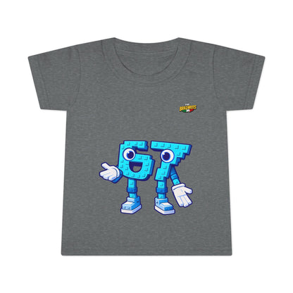 T-Shirt Prima Infanzia - Collezione The Brainrot 67 Six Seven #1 - Cute Blue Block Letter Character (G) Kids Tee
