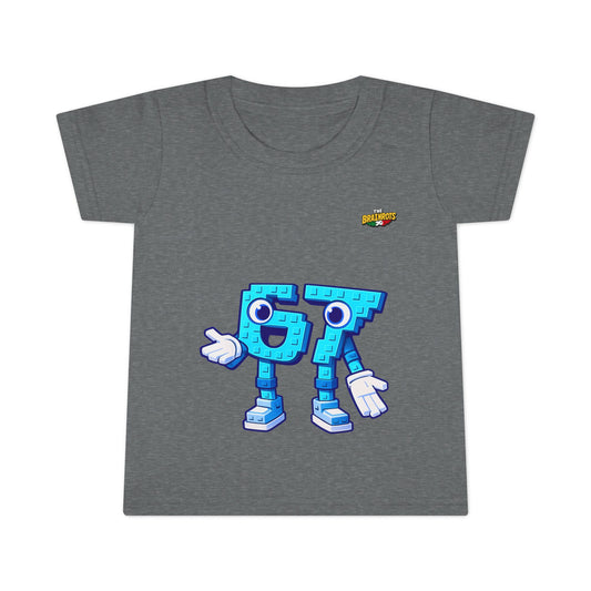 T-Shirt Prima Infanzia - Collezione The Brainrot 67 Six Seven #1 - Cute Blue Block Letter Character (G) Kids Tee