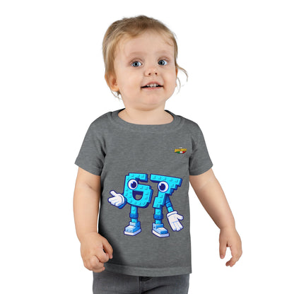 T-Shirt Prima Infanzia - Collezione The Brainrot 67 Six Seven #1 - Cute Blue Block Letter Character (G) Kids Tee