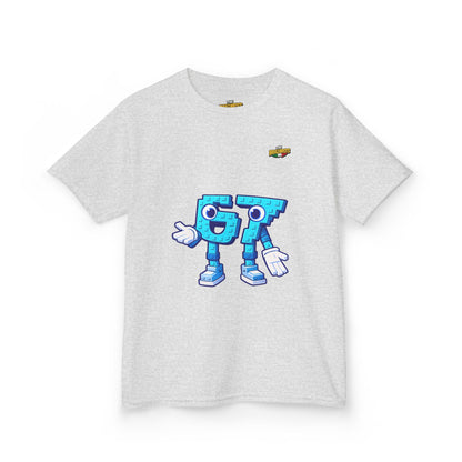 T-Shirt Bambini Collezione The Brainrots 67 Six Seven #1 - Kids Tee - Playful Blue Cartoon '97' Character Graphic