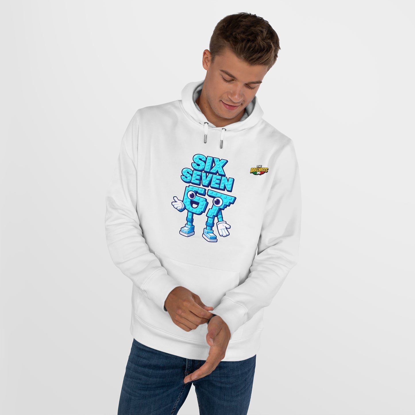 Felpa con Cappuccio unisex The Brainrtos 67 Six Seven #2 - King Graphic Hoodie — Cute Blue 97 Character Streetwear Sweatshirt