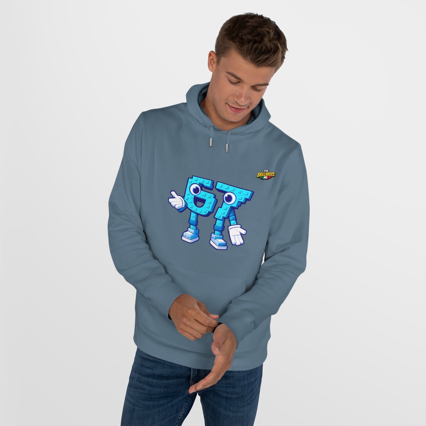 Felpa con Cappuccio unisex The Brainrtos 67 Six Seven #1 - King Graphic Hoodie — Cute Blue 97 Character Streetwear Sweatshirt