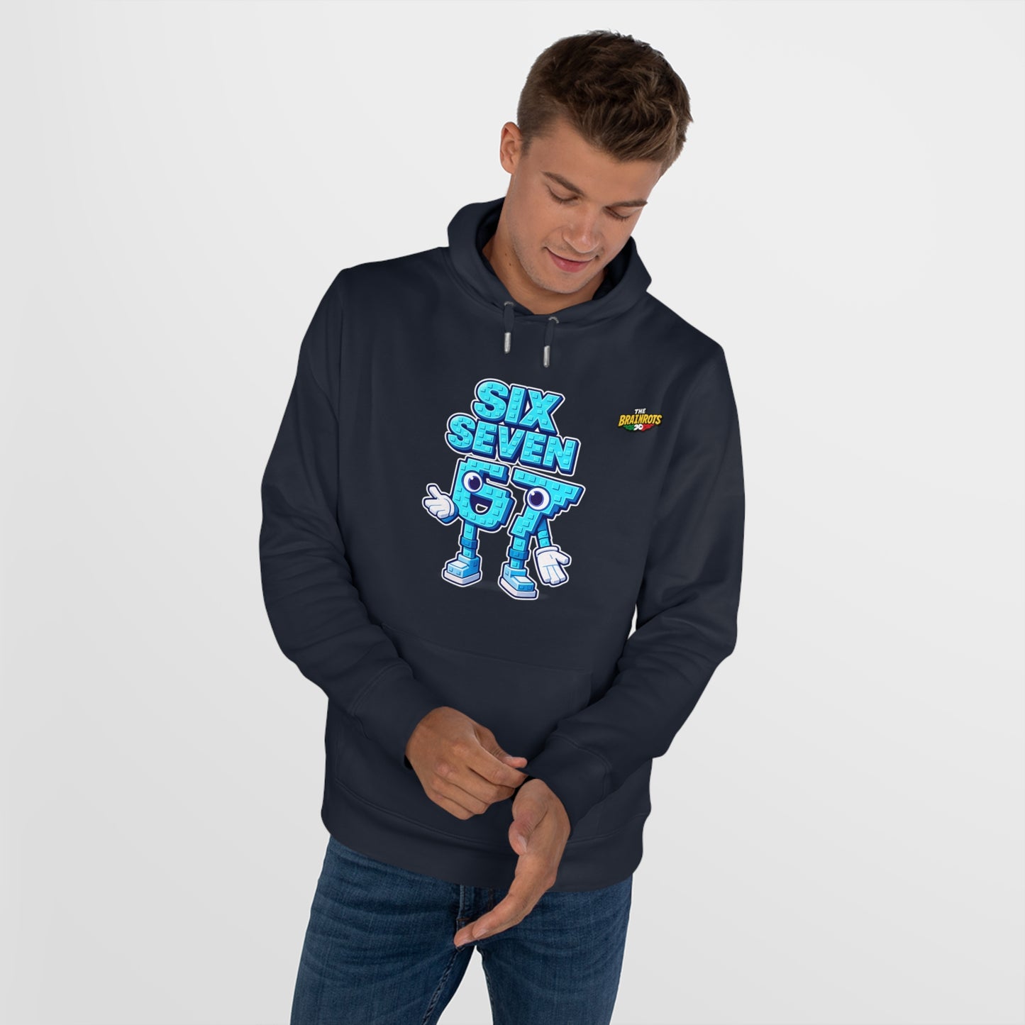 Felpa con Cappuccio unisex The Brainrtos 67 Six Seven #2 - King Graphic Hoodie — Cute Blue 97 Character Streetwear Sweatshirt