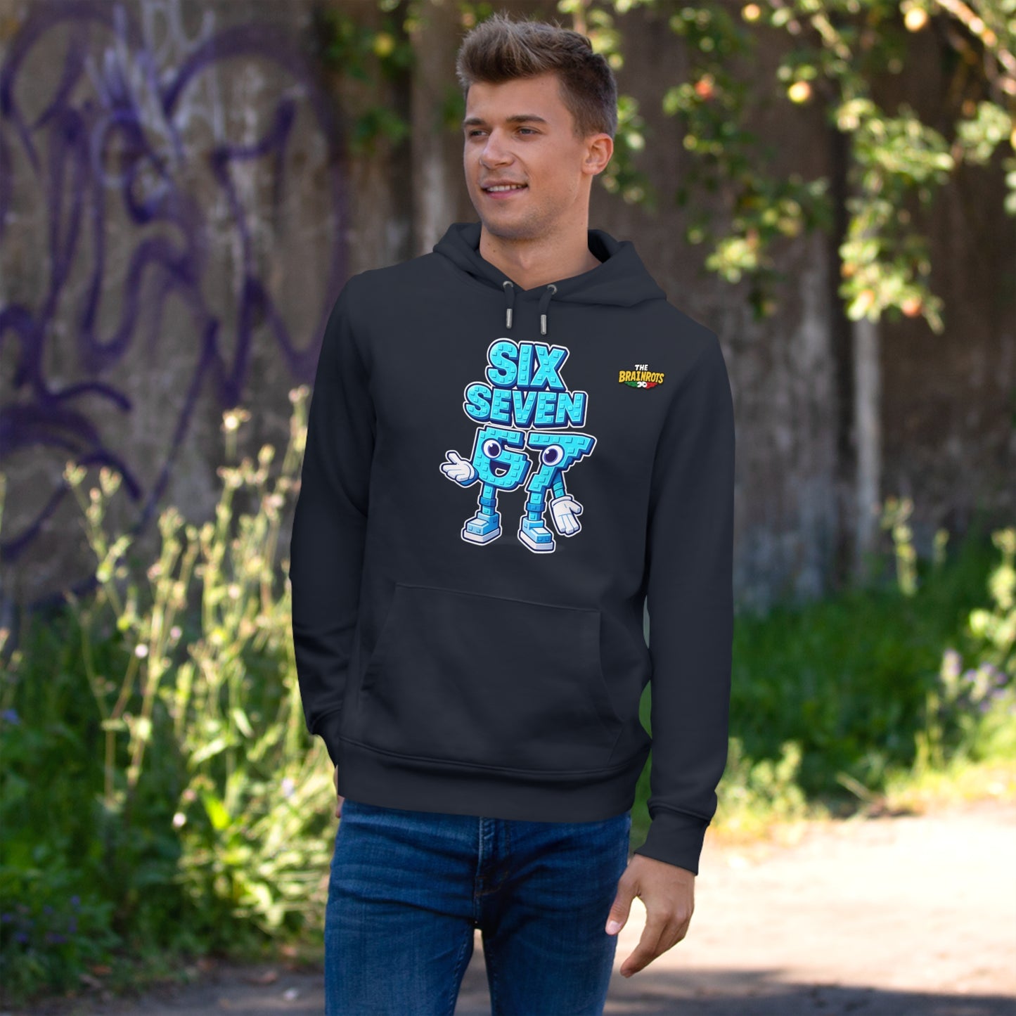 Felpa con Cappuccio unisex The Brainrtos 67 Six Seven #2 - King Graphic Hoodie — Cute Blue 97 Character Streetwear Sweatshirt
