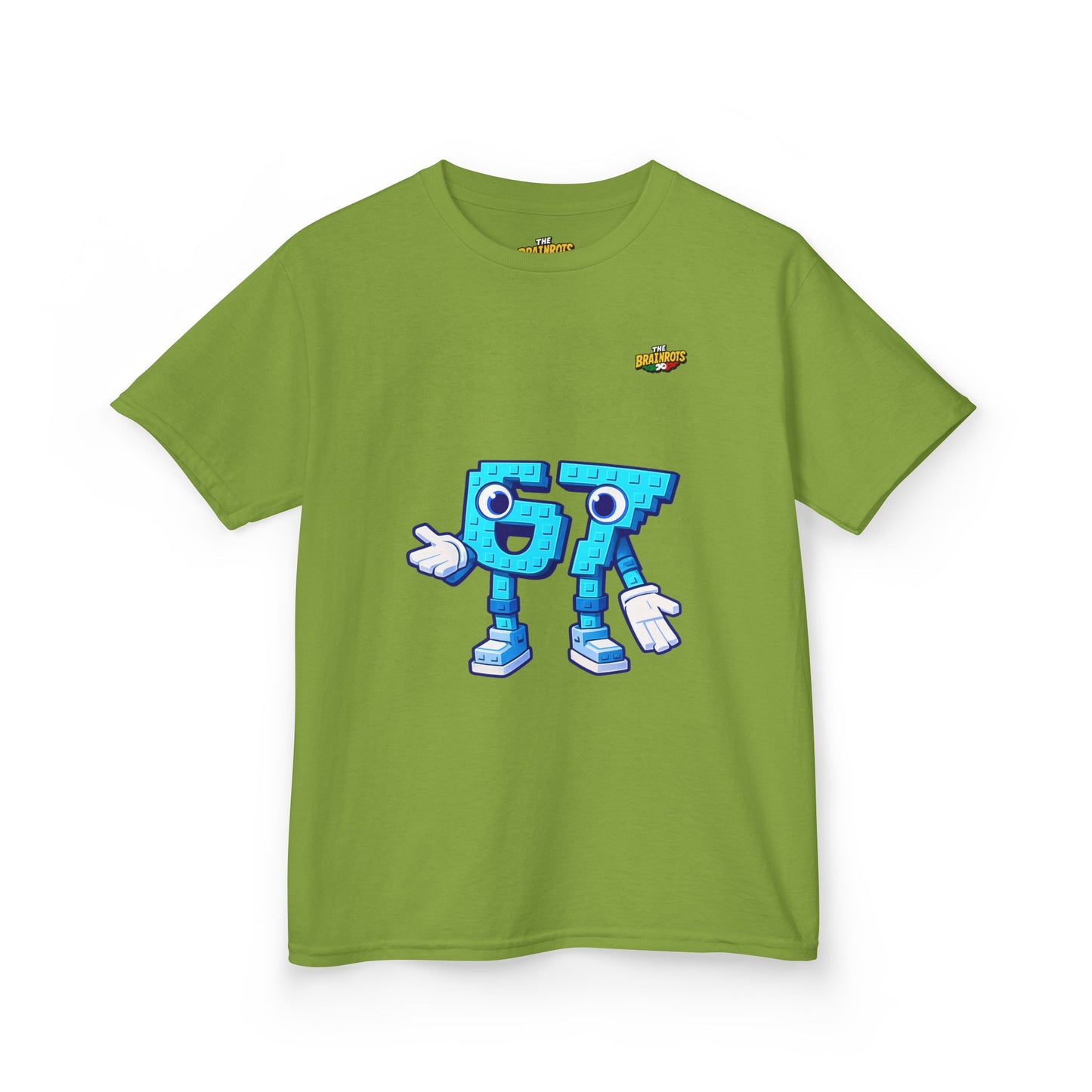 T-Shirt Bambini Collezione The Brainrots 67 Six Seven #1 - Kids Tee - Playful Blue Cartoon '97' Character Graphic