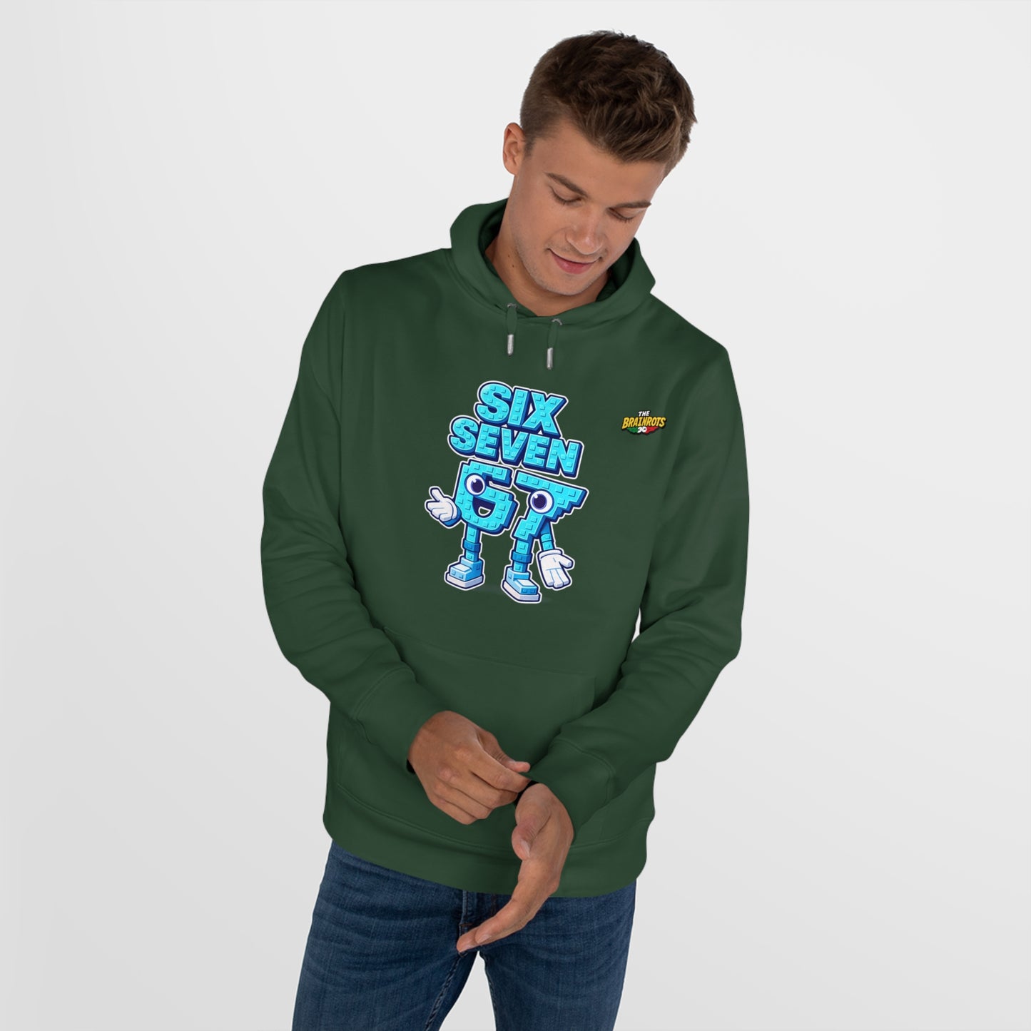 Felpa con Cappuccio unisex The Brainrtos 67 Six Seven #2 - King Graphic Hoodie — Cute Blue 97 Character Streetwear Sweatshirt