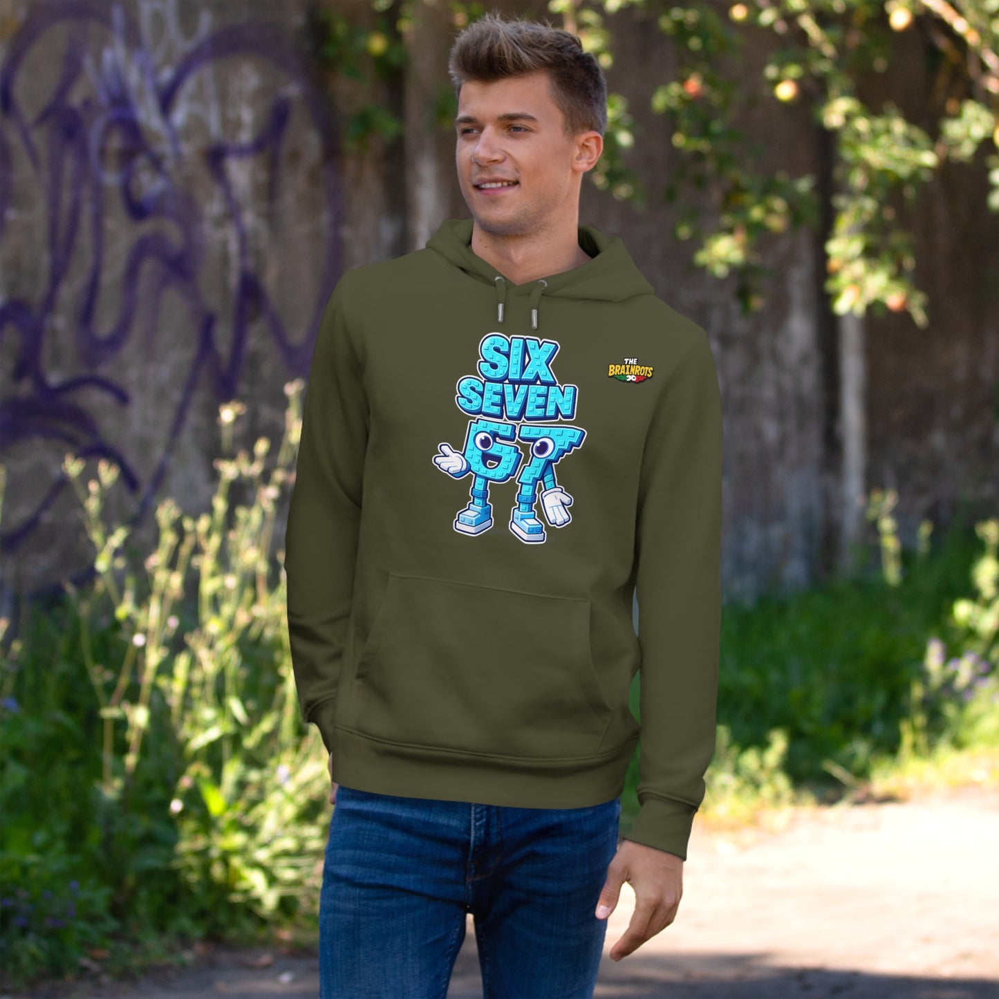 Felpa con Cappuccio unisex The Brainrtos 67 Six Seven #2 - King Graphic Hoodie — Cute Blue 97 Character Streetwear Sweatshirt