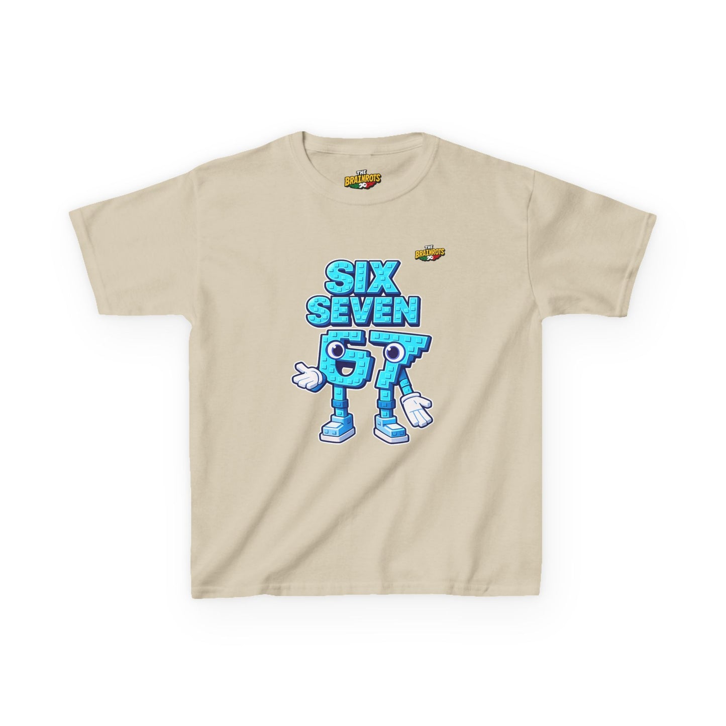 T-Shirt Bambini Collezione The Brainrots 67 Six Seven #2 - Kids Tee — Playful Blue Cartoon '97' Character Graphic