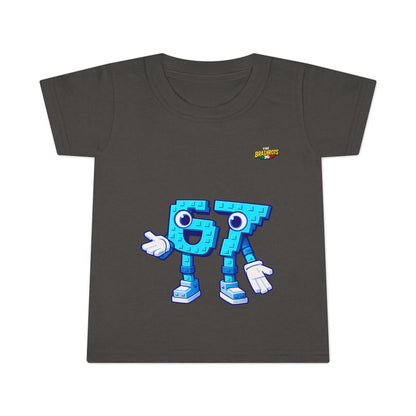 T-Shirt Prima Infanzia - Collezione The Brainrot 67 Six Seven #1 - Cute Blue Block Letter Character (G) Kids Tee