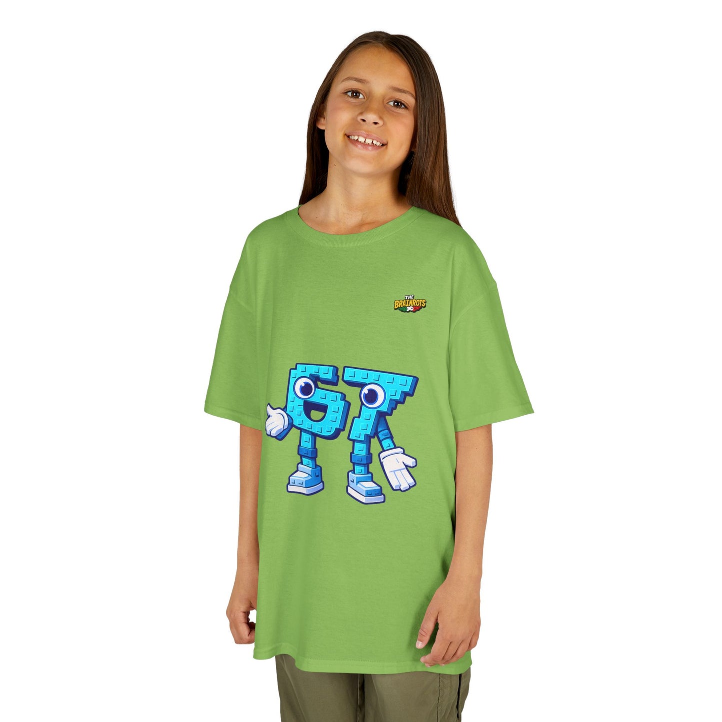 T-Shirt Bambini Collezione The Brainrots 67 Six Seven #1 - Kids Tee - Playful Blue Cartoon '97' Character Graphic