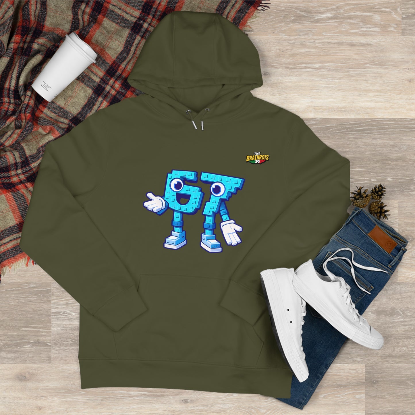 Felpa con Cappuccio unisex The Brainrtos 67 Six Seven #1 - King Graphic Hoodie — Cute Blue 97 Character Streetwear Sweatshirt