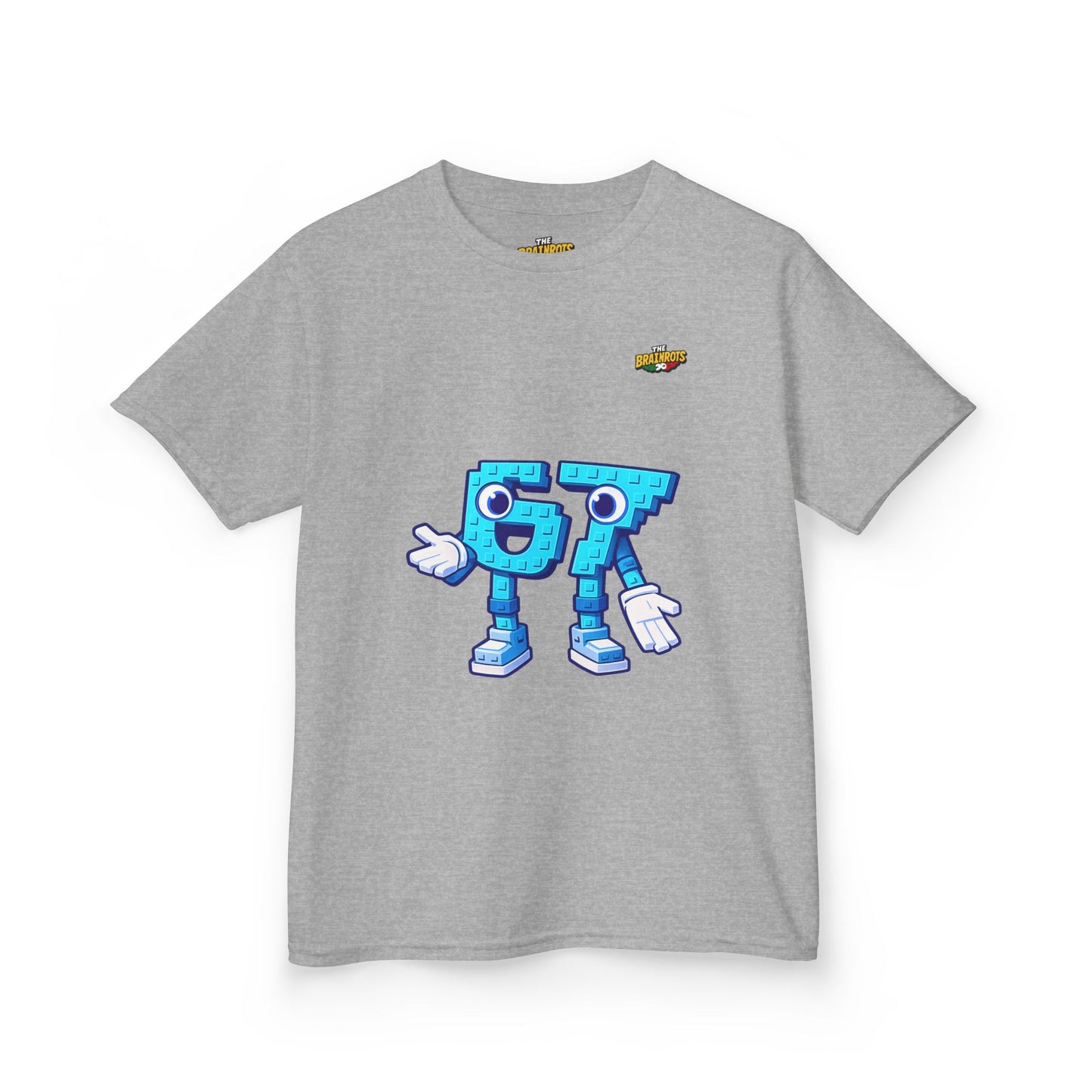 T-Shirt Bambini Collezione The Brainrots 67 Six Seven #1 - Kids Tee - Playful Blue Cartoon '97' Character Graphic