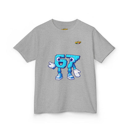 T-Shirt Bambini Collezione The Brainrots 67 Six Seven #1 - Kids Tee - Playful Blue Cartoon '97' Character Graphic
