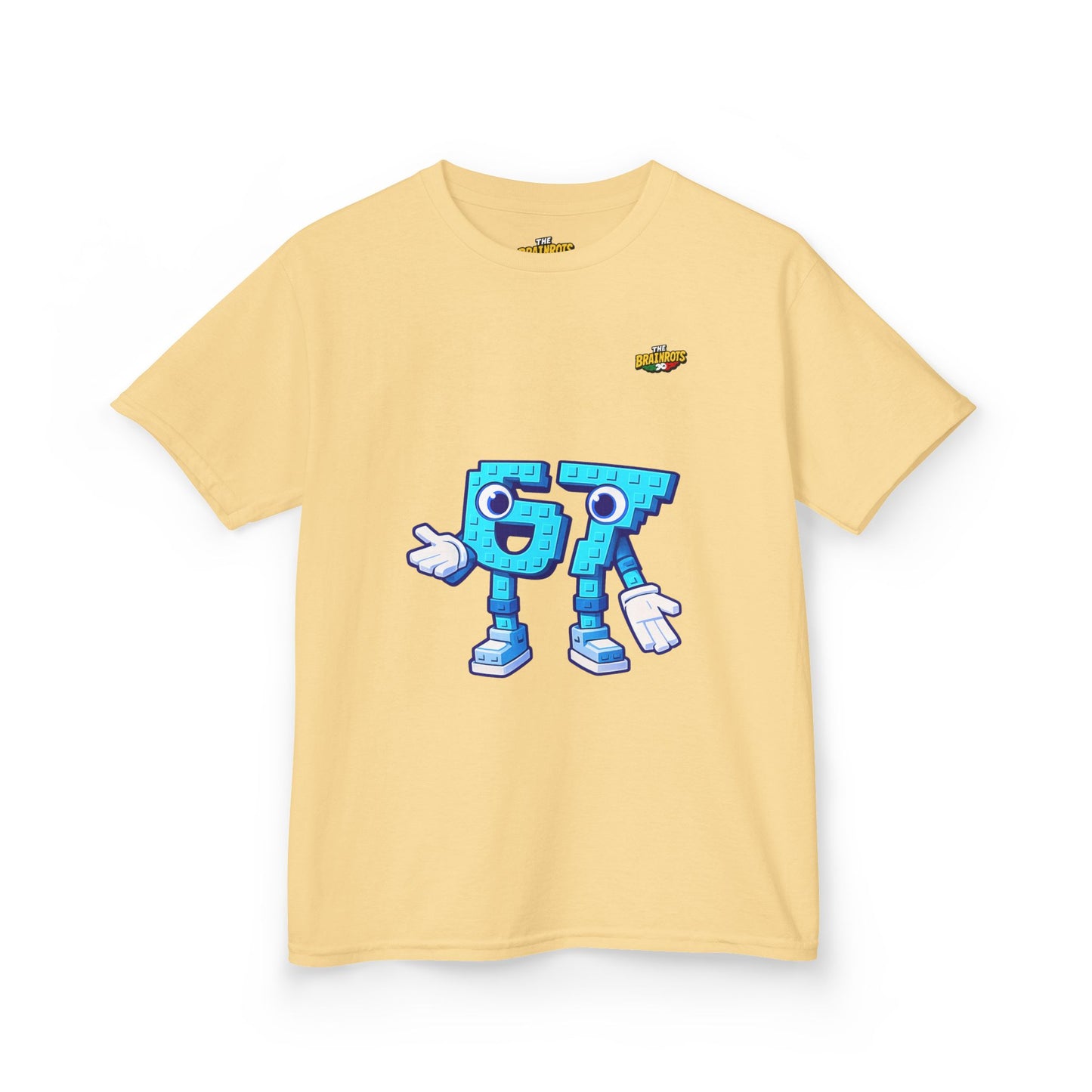 T-Shirt Bambini Collezione The Brainrots 67 Six Seven #1 - Kids Tee - Playful Blue Cartoon '97' Character Graphic