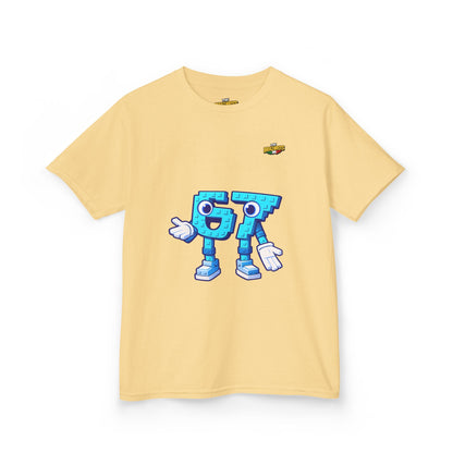 T-Shirt Bambini Collezione The Brainrots 67 Six Seven #1 - Kids Tee - Playful Blue Cartoon '97' Character Graphic