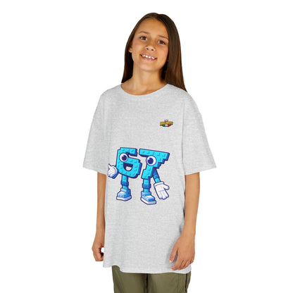 T-Shirt Bambini Collezione The Brainrots 67 Six Seven #1 - Kids Tee - Playful Blue Cartoon '97' Character Graphic