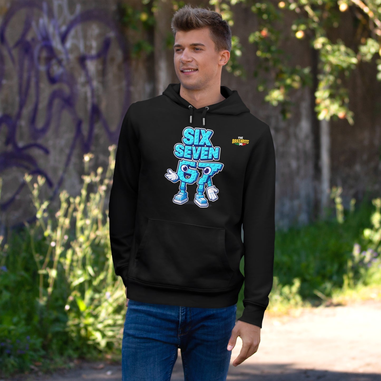 Felpa con Cappuccio unisex The Brainrtos 67 Six Seven #2 - King Graphic Hoodie — Cute Blue 97 Character Streetwear Sweatshirt