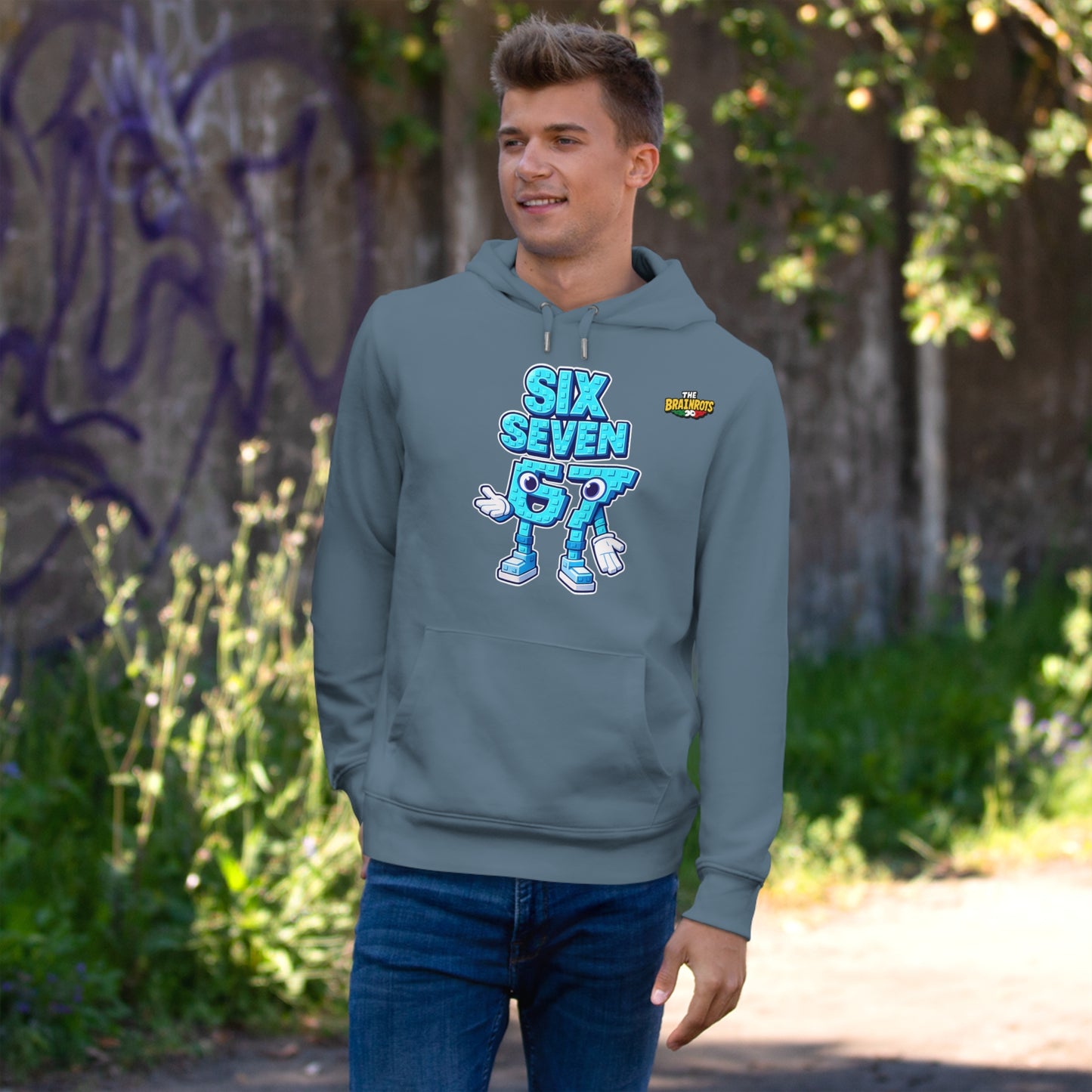 Felpa con Cappuccio unisex The Brainrtos 67 Six Seven #2 - King Graphic Hoodie — Cute Blue 97 Character Streetwear Sweatshirt