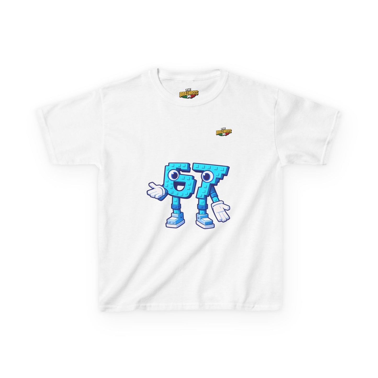 T-Shirt Bambini Collezione The Brainrots 67 Six Seven #1 - Kids Tee - Playful Blue Cartoon '97' Character Graphic
