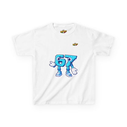 T-Shirt Bambini Collezione The Brainrots 67 Six Seven #1 - Kids Tee - Playful Blue Cartoon '97' Character Graphic