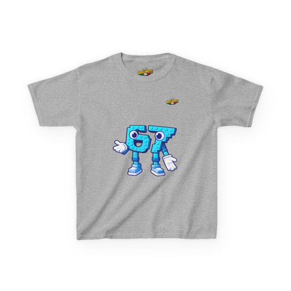 T-Shirt Bambini Collezione The Brainrots 67 Six Seven #1 - Kids Tee - Playful Blue Cartoon '97' Character Graphic