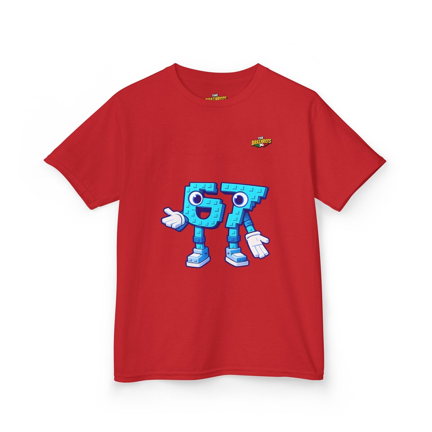 T-Shirt Bambini Collezione The Brainrots 67 Six Seven #1 - Kids Tee - Playful Blue Cartoon '97' Character Graphic