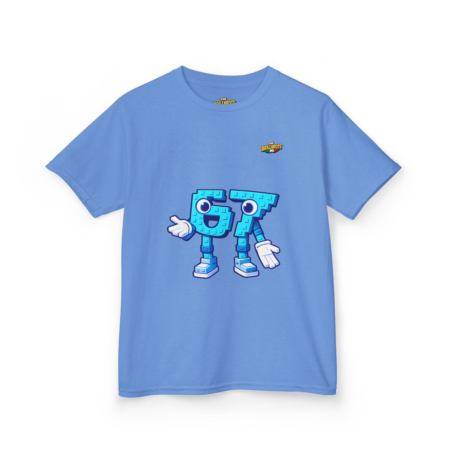 T-Shirt Bambini Collezione The Brainrots 67 Six Seven #1 - Kids Tee - Playful Blue Cartoon '97' Character Graphic