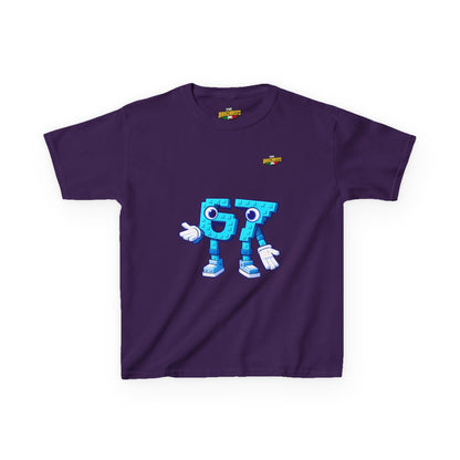 T-Shirt Bambini Collezione The Brainrots 67 Six Seven #1 - Kids Tee - Playful Blue Cartoon '97' Character Graphic