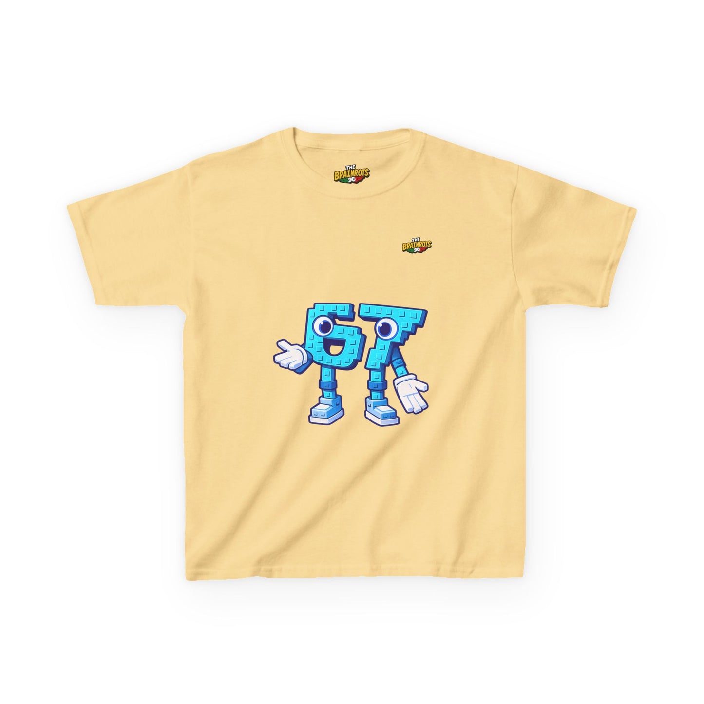 T-Shirt Bambini Collezione The Brainrots 67 Six Seven #1 - Kids Tee - Playful Blue Cartoon '97' Character Graphic