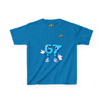 T-Shirt Bambini Collezione The Brainrots 67 Six Seven #1 - Kids Tee - Playful Blue Cartoon '97' Character Graphic