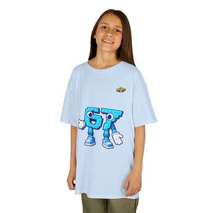 T-Shirt Bambini Collezione The Brainrots 67 Six Seven #1 - Kids Tee - Playful Blue Cartoon '97' Character Graphic