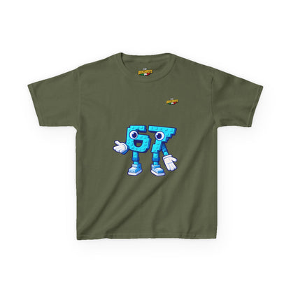 T-Shirt Bambini Collezione The Brainrots 67 Six Seven #1 - Kids Tee - Playful Blue Cartoon '97' Character Graphic