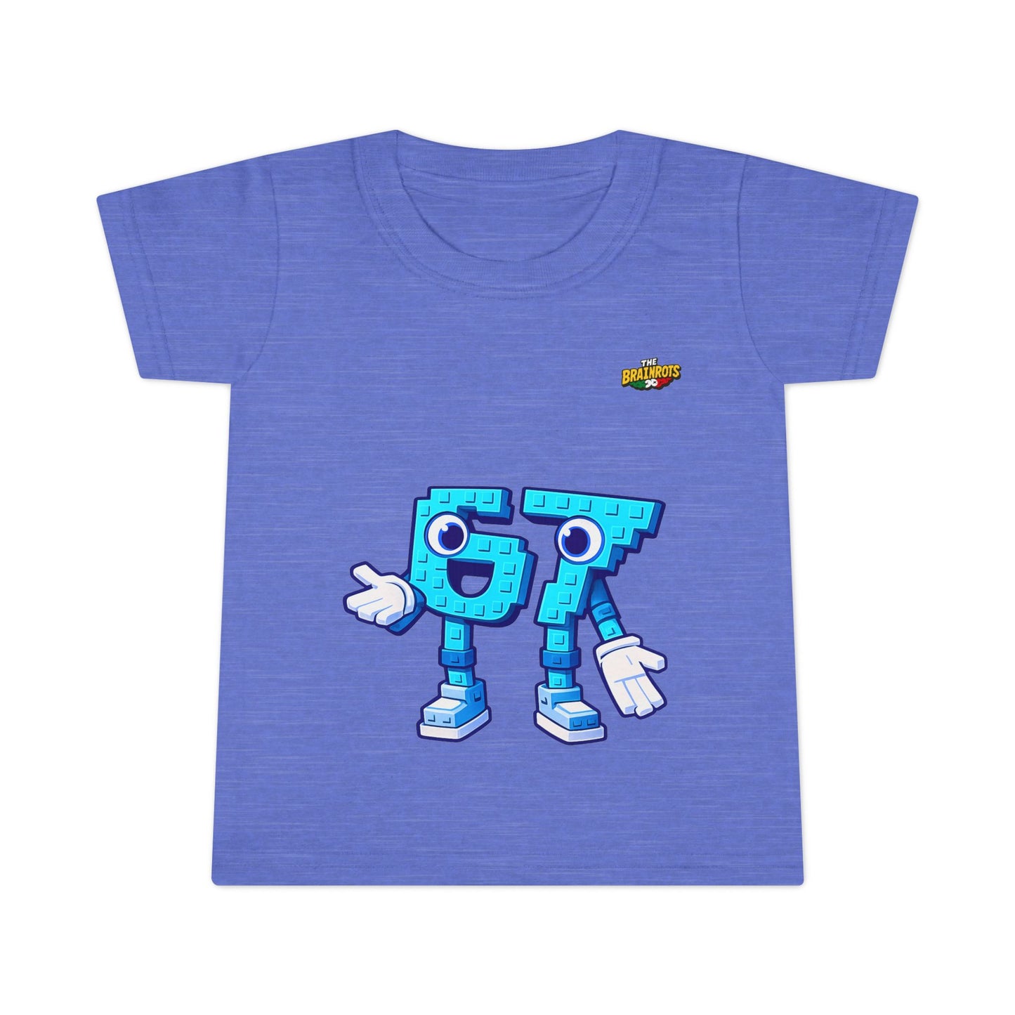 T-Shirt Prima Infanzia - Collezione The Brainrot 67 Six Seven #1 - Cute Blue Block Letter Character (G) Kids Tee