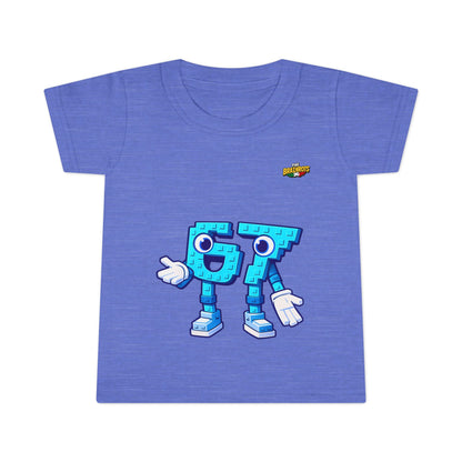 T-Shirt Prima Infanzia - Collezione The Brainrot 67 Six Seven #1 - Cute Blue Block Letter Character (G) Kids Tee