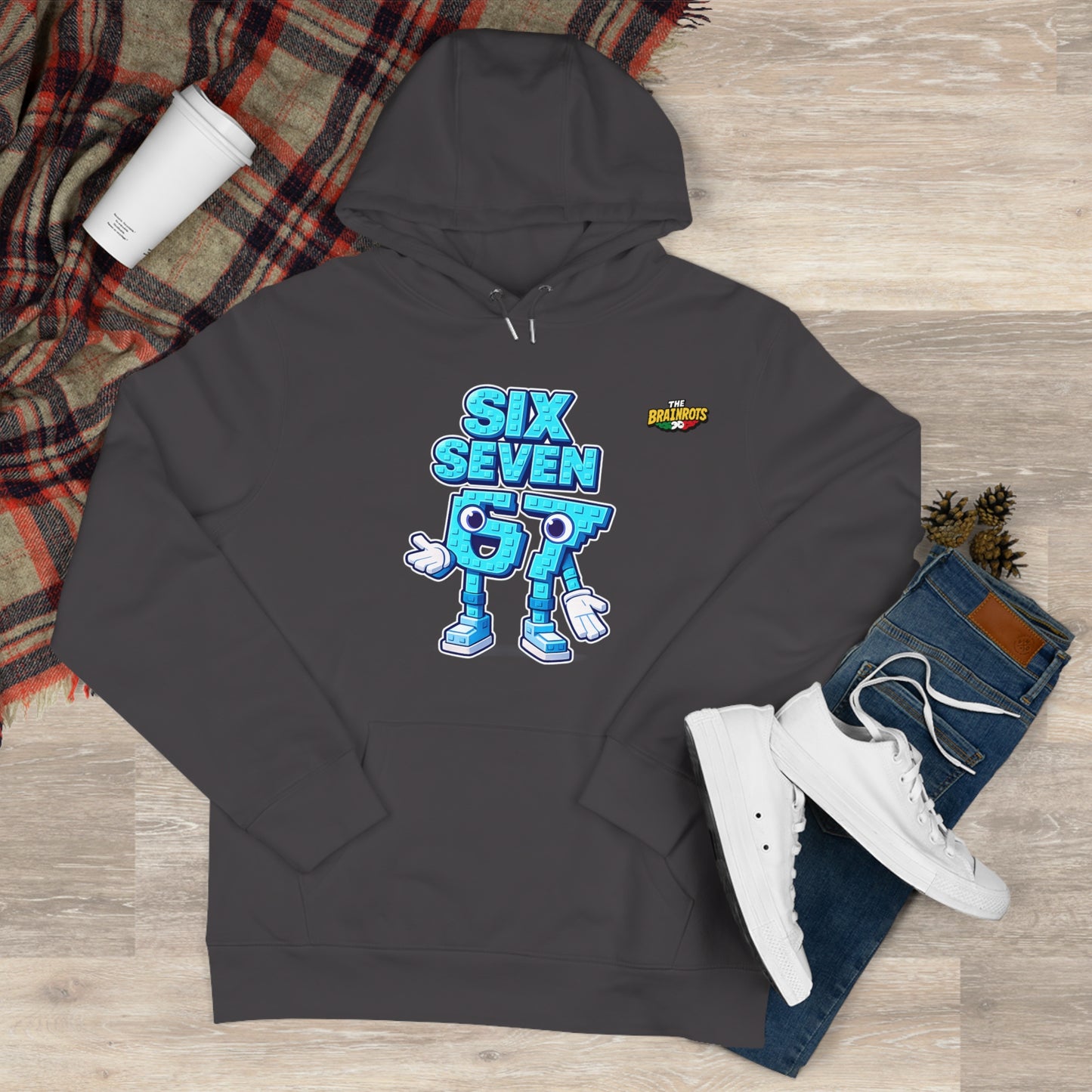 Felpa con Cappuccio unisex The Brainrtos 67 Six Seven #2 - King Graphic Hoodie — Cute Blue 97 Character Streetwear Sweatshirt