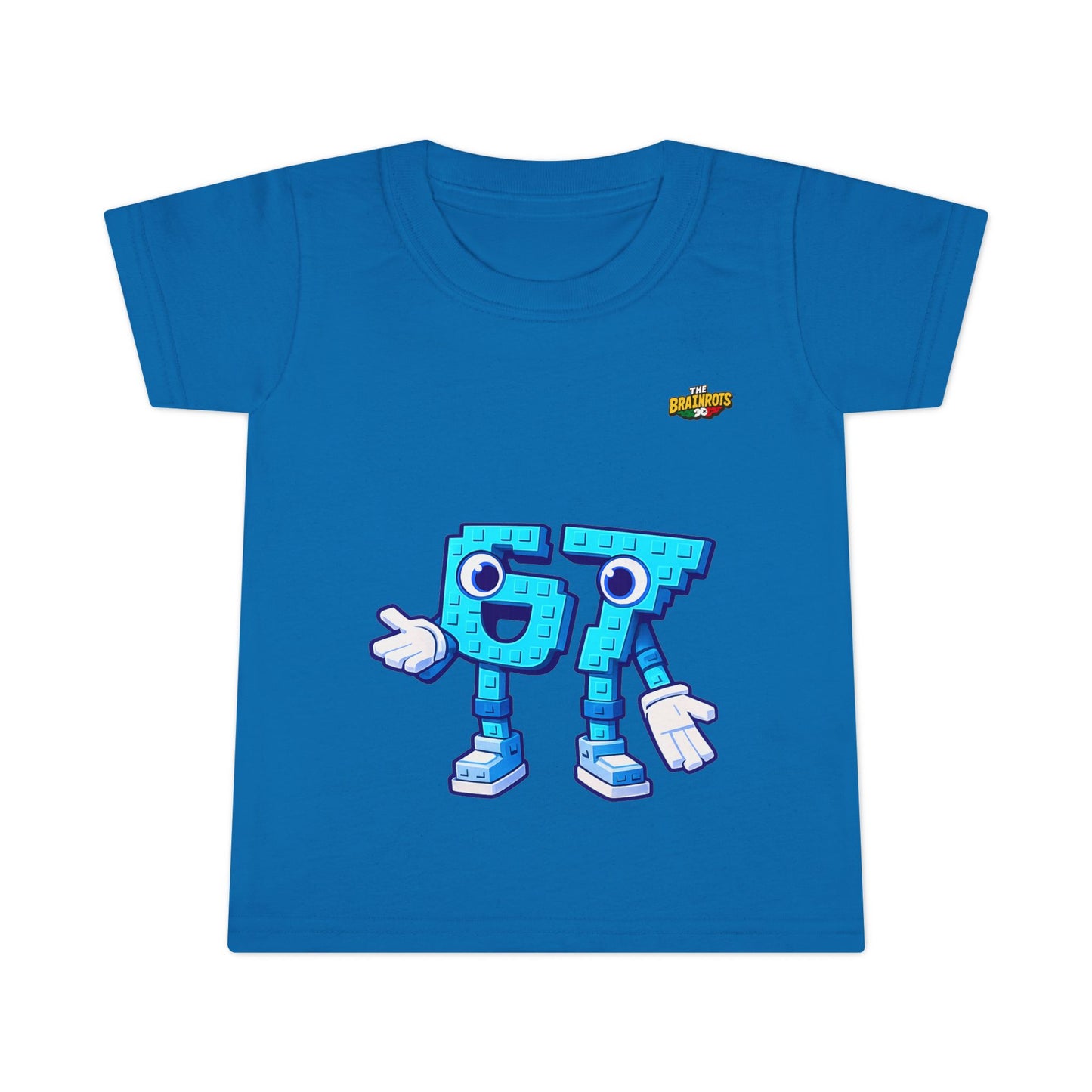T-Shirt Prima Infanzia - Collezione The Brainrot 67 Six Seven #1 - Cute Blue Block Letter Character (G) Kids Tee